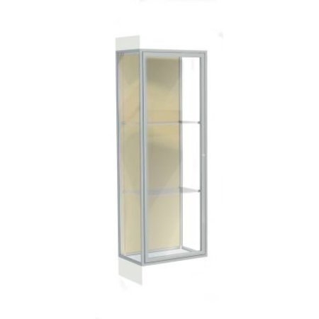 WADDELL DISPLAY CASE OF GHENT Edge Lighted Floor Case, Silk Back, Satin Frame, 6" Frosty White Base, 24"W x 76"H x 20"D 91LFSK-SN-FW